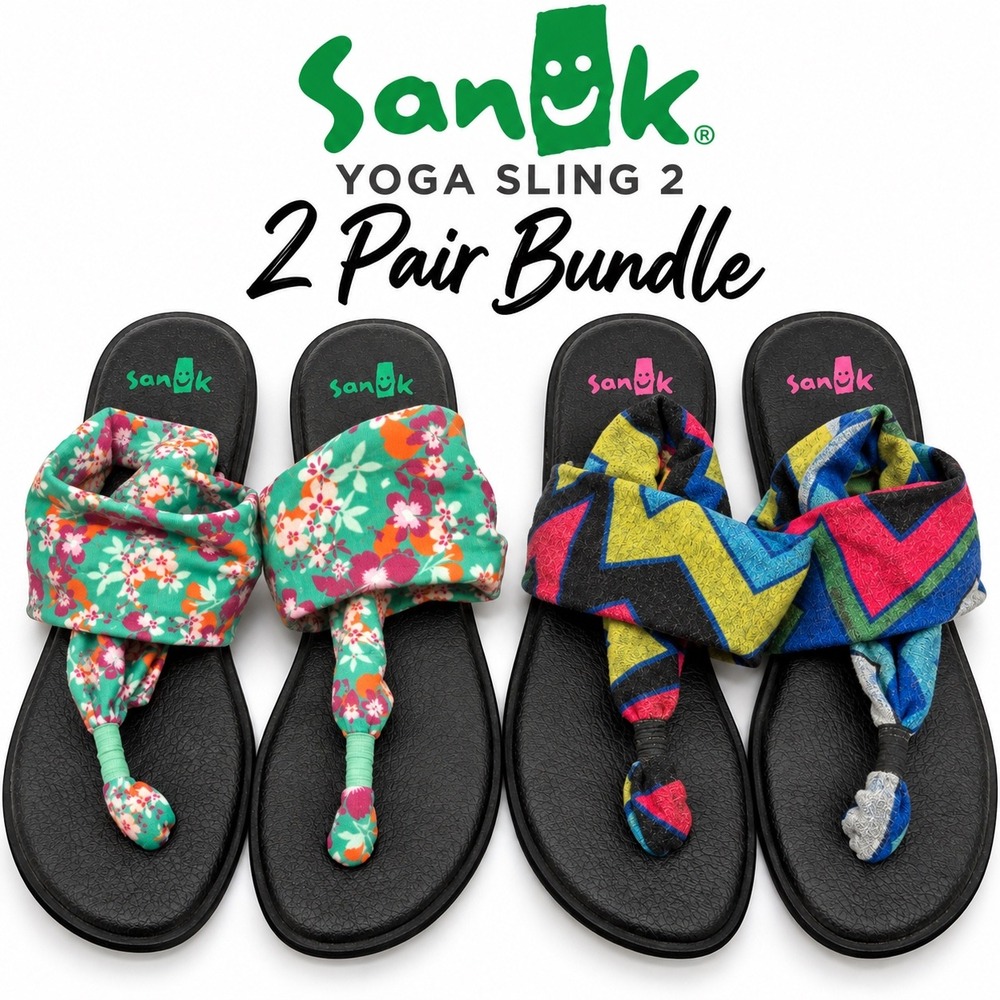 Sanuk Yoga Sling 2 Sandals Women's Size 9 Floral Southwest 2 Pair Bundle
